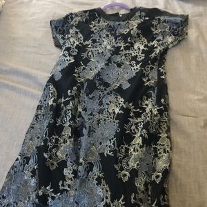 BCBGMAXARIA Metallic Embroidered Midi Dress